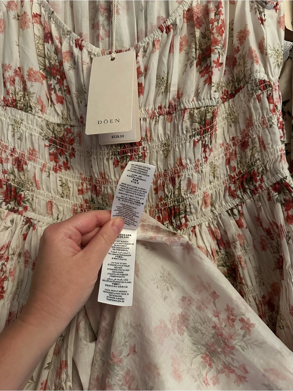 NWT $350 DOEN QUINETTE DRESS in IVORY LANTANA FLORAL Sz Medium - Picture 10 of 16